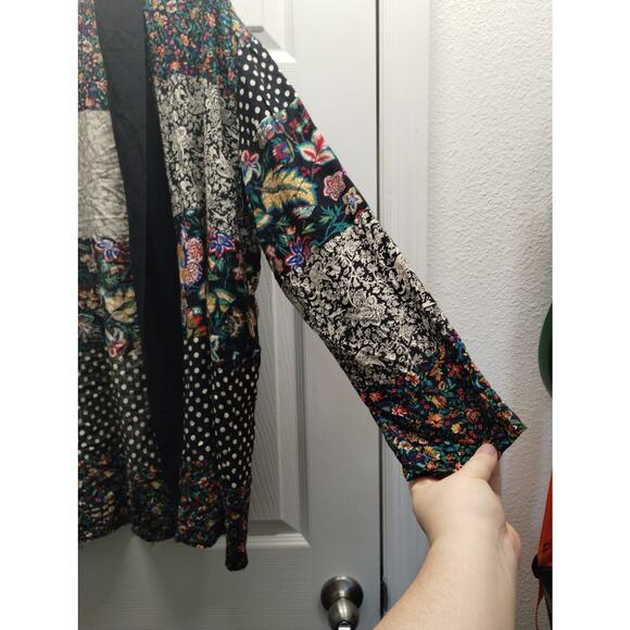 Vintage Cabrais Collection Size Large Floral Polka Dot Open Front Cardigan - Picture 3 of 7